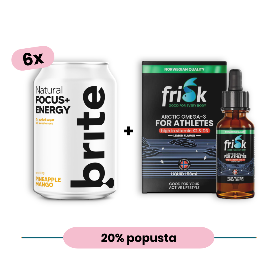 Paket za sportaše: 6 Brite napitaka + tekuća Omega-3 za sportaše
